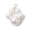 3Pcs 3 Sizes Copper Wire Wrapped Shell Pearl Beaded Pendants PALLOY-JF02984-2