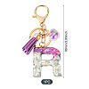 Alloy Resin Heart Keychains KEYC-TADJ0002-01G-R-3