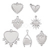 7Pcs 7 Styles 304 Stainless Steel Pendant Cabochon Settings STAS-TA0005-83-3