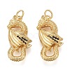 Brass Micro Pave Black Cubic Zirconia Pendants KK-F821-39G-1