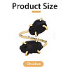 1Pc Raw Natural Gemstone Nuggets Beads Alloy Cuff Rings RJEW-PH0001-15C-2
