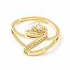 Clear Cubic Zirconia Initial Letter with Crown Adjustable Ring RJEW-M139-17Z-2