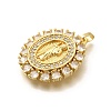 Religion Themed Rack Plating Brass Micro Pave Cubic Zirconia Pendants KK-L226-007G-03-2