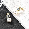 Teardrop with Round Brass Micro Pave Cubic Zirconia Stud Earrings EJEW-C154-06G-3