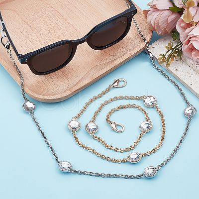 2Pcs 2 Colors Metal Crystal Rhinestone Purse Chains DIY-ME0001-52-1