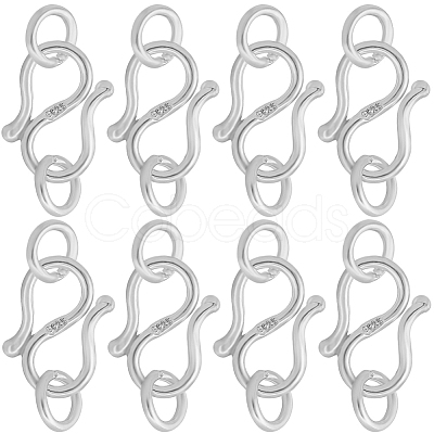 8Pcs 925 Sterling Silver S Shape Clasps STER-SC0001-18-1