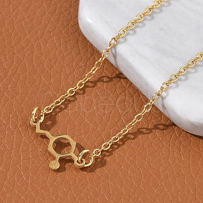 304 Stainless Steel Chemical Symbol Pendant Necklaces NJEW-Z073-03G-02-1