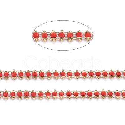 Brass Handmade Faceted Glass Beaded Chains CHC-F012-04A-1