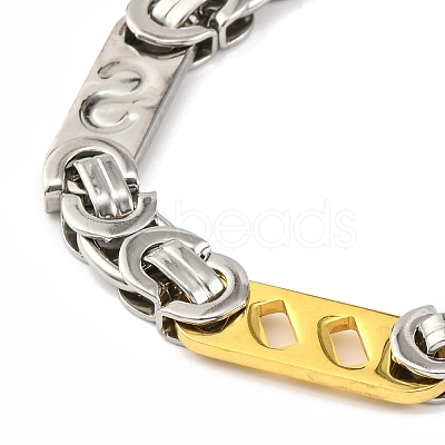201 Stainless Steel Rectangle with S Links Chain Necklace NJEW-F22-39F-GP-1