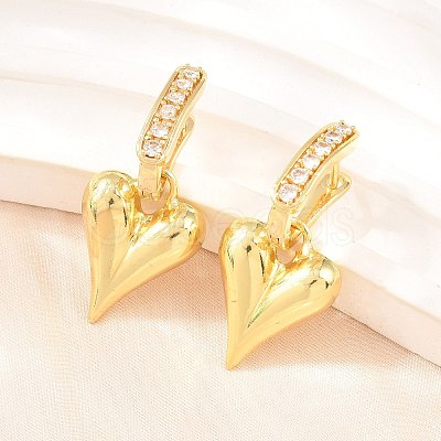 Brass Micro Pave Clear Cubic Zirconia Hoop Dangle Earrings EJEW-G471-30B-G-1