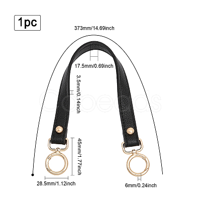 Black PU Imitation Leather Bag Handles DIY-WH0401-82KCG-1