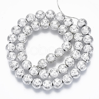 Electroplated Natural Lava Rock Beads Strands G-S352-30C-06-1