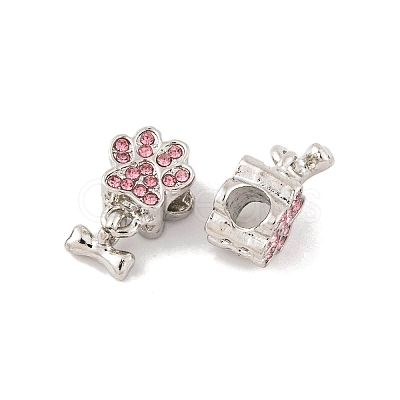 Rack Plating Alloy Rhinestone European Dangle Charms FIND-C055-19P-02-1