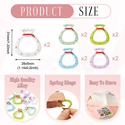10Pcs 5 Colors Alloy Spring Gate Rings FIND-TA0008-59A-1