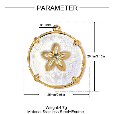 304 Stainless Steel Enamel Pendants STAS-OY011-73G-1