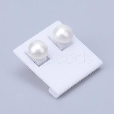 Natural Pearl Ear Studs X-EJEW-R133-07-1