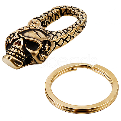 Skull Brass Lobster Claw Clasps KK-WH20002-20B-1