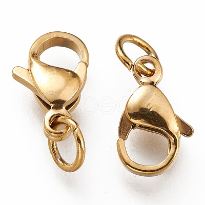 Ion Plating(IP) 304 Stainless Steel Lobster Claw Clasps X-STAS-G240-01C-G-1