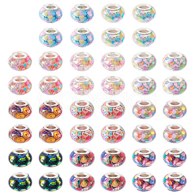 66Pcs 11 Colors Transparent Resin Rondelle European Beads RESI-TA0004-86-1