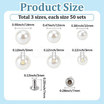 ABS Imitation Pearl Snap Rivet Butt Screw DIY-GF0013-38-1