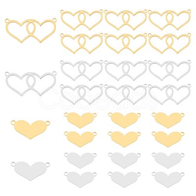 24Pcs 4 Styles Valentine's Day 304 Stainless Steel Connector Charms STAS-DC0011-68-1