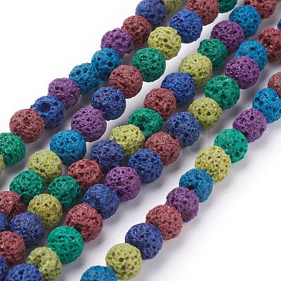 Natural Lava Rock Beads Strands G-D053-6mm-1-1