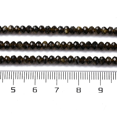 Natural Golden Sheen Obsidian Beads Strands G-G139-B24-01-1