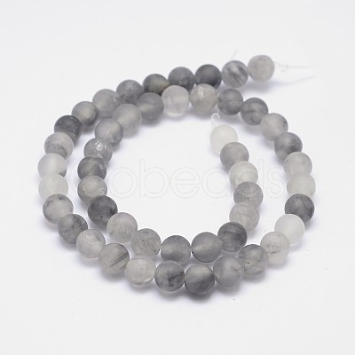 Frosted Natural Cloudy Quartz Round Beads Strands X-G-F255-02-8mm-1