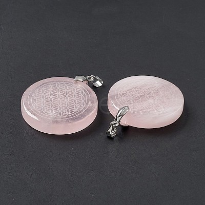 Natural Rose Quartz Pendants G-P491-03P-06-1