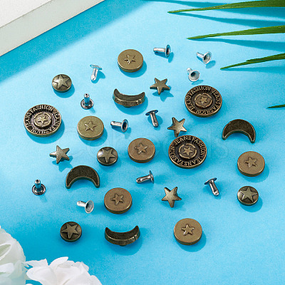 50Pcs 5 Styles Alloy River Studs FIND-TA0009-69-1