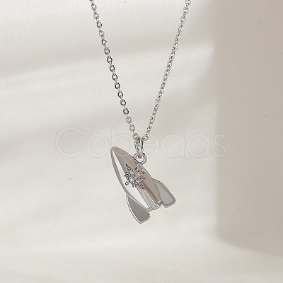 Ocean Summer Brass Pave Clear Cubic Zirconia Pendant Necklaces FS-WG82AA1-18-1