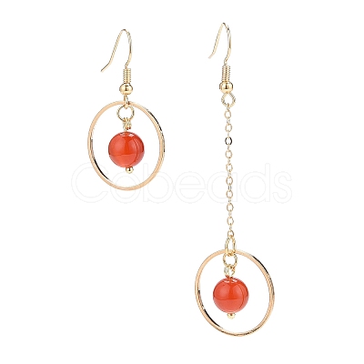 Natural Gemstone Round Beads Dangle Earrings EJEW-JE05141-1
