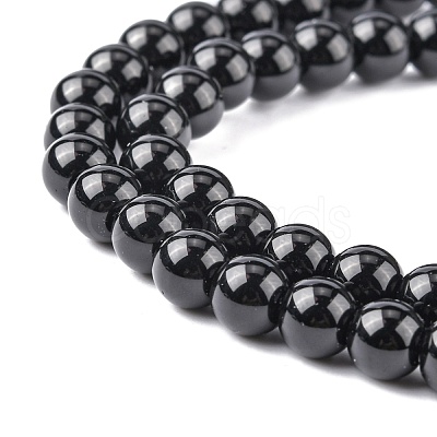 Synthetic Black Stone Beads Strands X-G-G088-6mm-1