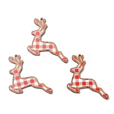 Single Face Christmas Printed Wood Big Pendants WOOD-D025-12-1
