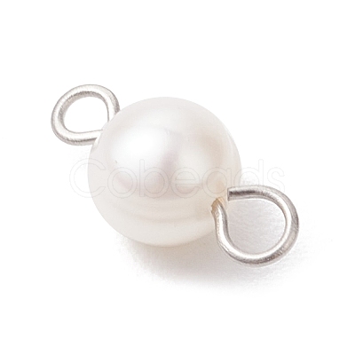 Natural Cultured Freshwater Pearl Two Sides Polished Connector Charms PALLOY-JF04041-02-1