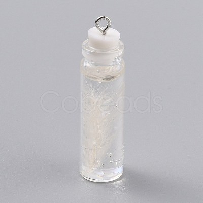 Transparent Glass Bottle Pendant Decorations EGLA-B002-01D-1