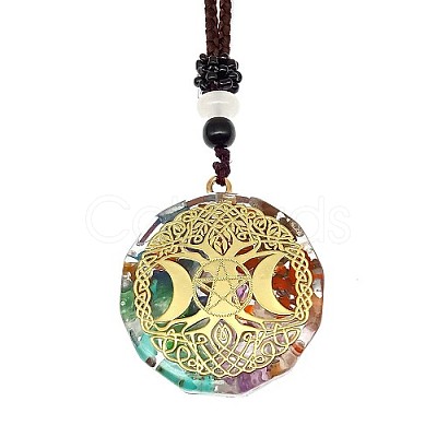 Orgonite Chakra Natural & Synthetic Mixed Stone Pendant Necklaces PZ4674-21-1