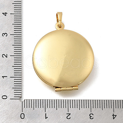 Brass Flat Round Locket Pendants KK-D431-029B-G-1
