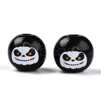 Halloween Theme Wood European Beads WOOD-N016-04D-1