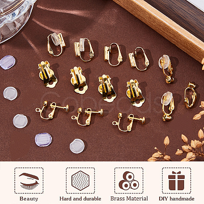 32Pcs 4 Style Brass Clip-on Earring Converters Findings KK-SP0001-28G-1
