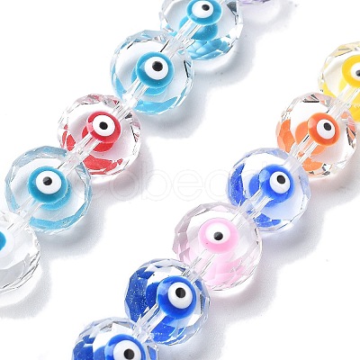 Handmade Evil Eye Lampwork Beads Strands LAMP-F035-15D-1