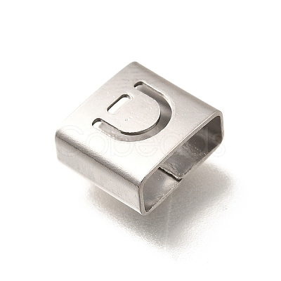 Letter Style 304 Stainless Steel Square Slide Charms STAS-L132-01D-1