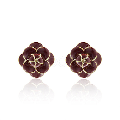 Brass Flower Stud Earrings LS-EJEW-A121-20G-1