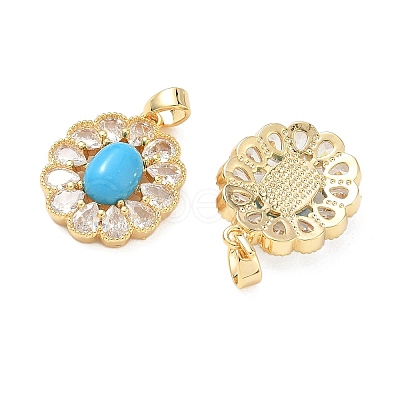 Brass Micro Pave Clear Cubic Zirconia Pendants KK-C172-22G-1