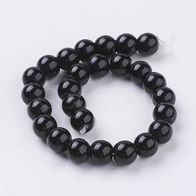 Synthetic Black Stone Beads Strands X-G-G088-8mm-1