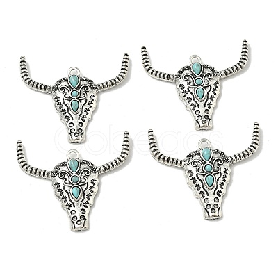 Bohemian Synthetic Turquoise Cattle Pendants FIND-Z112-01AS-1
