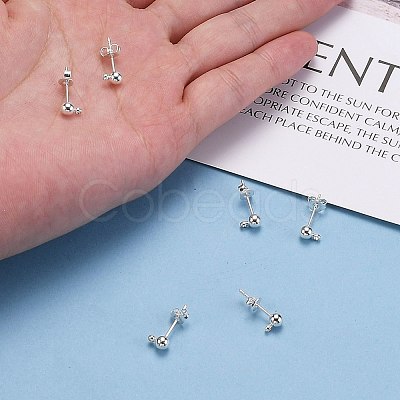 Silver Color Plated Brass Post Earring Findings X-EC593-S-1