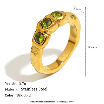 316L Surgical Stainless Steel Pave Cubic Zirconia Finger Rings WGCD260-02-1