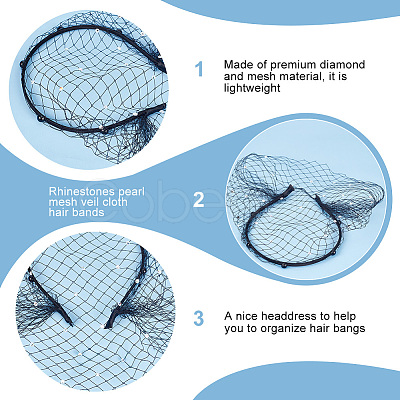 2Pcs 2 Styles Bridal Pearl Mesh Veil Cloth Hair Bands MRMJ-FG0001-16B-1