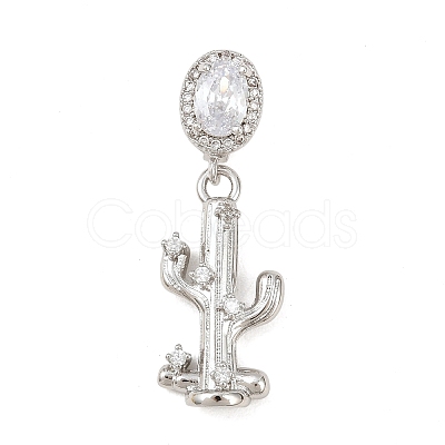 Brass Micro Pave Clear Cubic Zirconia Pendants KK-Z151-12P-02-1
